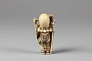 Netsuke of Fukurokujin with Karako Boy by Unknown Artist