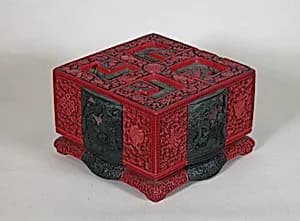 Box with Landscape Scenes and Auspicious Emblems by Unknown Artist