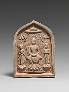 Votive Tablet with Buddhist Triad by Unknown Artist