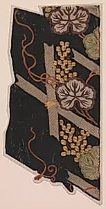 Pieces from a Robe (Kosode) with Pattern of Grapevine and Fence by Unknown Artist