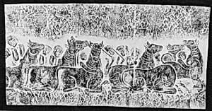 Rubbing of Scene of Animals and Shepherds in the Forest by Unknown Artist