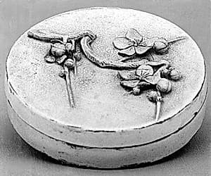 Covered Box for Incense with Molded Blossoming Plum Branch Design by Unknown Artist