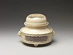 Incense Burner (koro) and Cover with Molded and Reticulated Design by Unknown Artist
