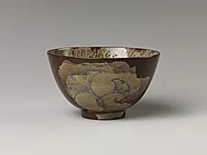 Tea Bowl with Decoration of Gingko Leaves by Unknown Artist