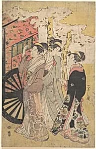 Lady in a Court Carriage Viewing Cherry Blossoms by Chōbunsai Eishi