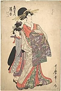 Courtesan, Shinohara and Kamuro of Tsuruya by Kitagawa Utamaro