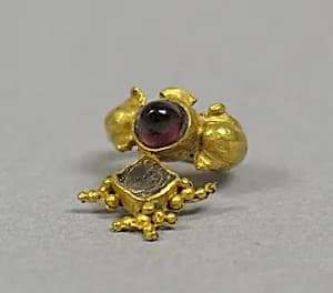 Pair of Ear Ornaments, Ruby and Crystal by Unknown Artist