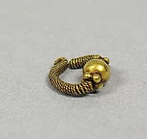 Pair of Ear Ornaments with Bead in Collar by Unknown Artist