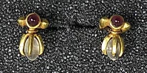 Pair of Ear ornaments, Ruby and Crystal by Unknown Artist