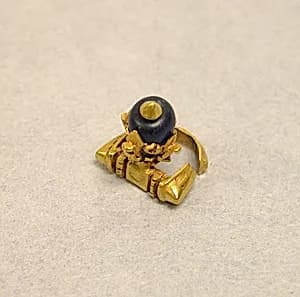 Pair of Earrings with Lotus Drop and Bead by Unknown Artist