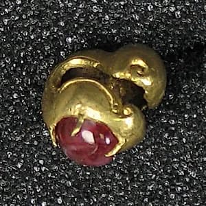 Pair of Earrings with Red Stones by Unknown Artist
