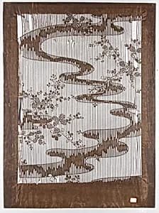 Stencil for Textile with Pattern of Bush Clover and Meandering Stream by Unknown Artist