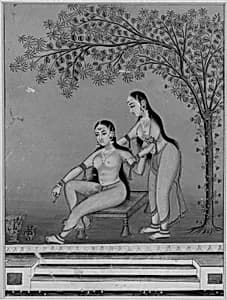 Lady at Her Toilette with Attendant on a Terrace by Unknown Artist