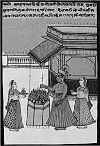 Krishna with Two Attendants by Unknown Artist