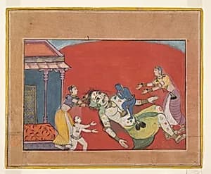 The Death of the Demoness Putana: Folio from a Bhagavata Purana Series by Unknown Artist