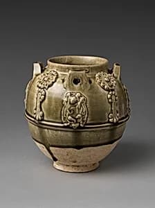Jar with floral decorations and musicians by Unknown Artist
