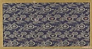 Textile fragment with repeating pattern of scattered oval medallions and diaper patterns by Unknown Artist
