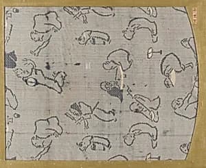 Textile fragment with pattern of human figures by Unknown Artist