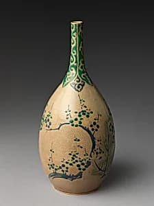 Sake bottle with pine, bamboo and plum by Unknown Artist