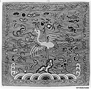 Rank Badge with Manchurian Crane by Unknown Artist
