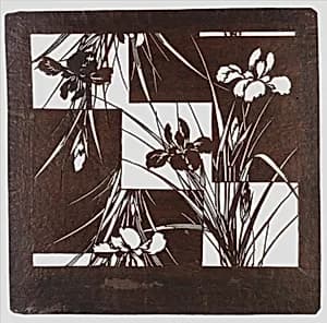 Stencil with Pattern of Irises on a Geometric Background by Unknown Artist