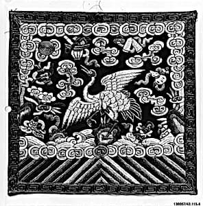 Rank Badge with White Crane by Unknown Artist