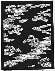 Stencil with Pattern of Pines with Streams or Mist by Unknown Artist