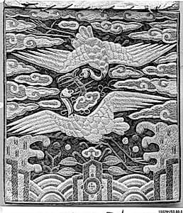 Rank Badge with Decoration of Two Cranes among Clouds by Unknown Artist