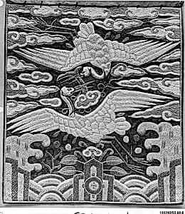 Rank Badge with Decoration of Two Cranes among Clouds by Unknown Artist
