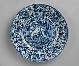 Dish with warrior by Unknown Artist