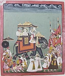 Maharana Raj Singh II in Procession with Members of His Court by Unknown Artist