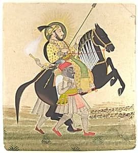 Maharana Sangram Singh Riding a Prize Stallion by Stipple Master|Jai Ram