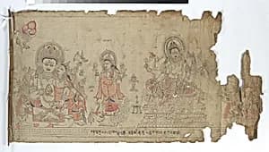 The Goddess Vasudhara Flanked by Kubera and a Fragmentary Durga by Unknown Artist