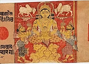 Lustration of the Infant Jina Mahavira: Folio from a Kalpasutra Manuscript by Unknown Artist
