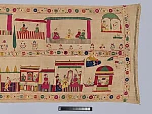 Festival Banner Showing Krishna Rescuing and Marrying Rukmini by Unknown Artist