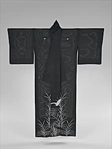 Summer Kimono (Hito-e) with Heron and Reeds by Unknown Artist