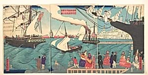 Vessels Departing from California, America by Utagawa (Gountei) Sadahide
