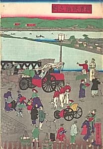 The Steel Bridge at Yokohama by Utagawa (Gountei) Sadahide