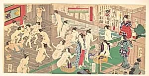 Interior of a Public Bath by Utagawa Yoshiiku