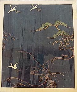 Piece from a Kosode with Cranes, Pines, and Waves by Unknown Artist