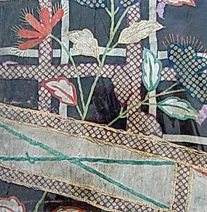 Piece from a Kosode with Fence and Autumn Flowers by Unknown Artist