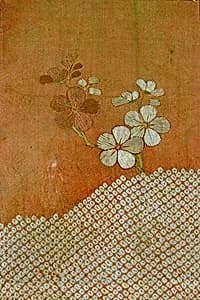 Piece from a Kosode with Plum Blossoms and Cloud by Unknown Artist