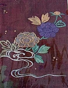 Piece from a Kosode with Peonies and Stream by Unknown Artist
