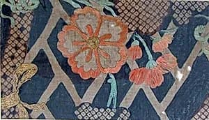 Piece from a Summer Kosode (katabira) with Flowering Vine and Cypress Fence by Unknown Artist