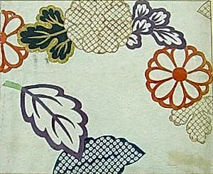 Piece from a Kosode with Chrysanthemums and Leaves by Unknown Artist