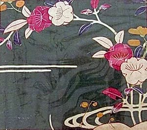 Piece from a Kosode with Orange Blossoms and Stream by Unknown Artist