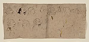 Sketch Page of Facial Studies, likely Maharao Kishor Singh by Unknown Artist