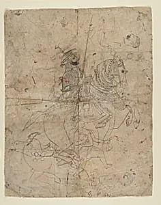 Worship of Brijnathji and Svamini (recto); Equestrian Portrait (verso) by Unknown Artist