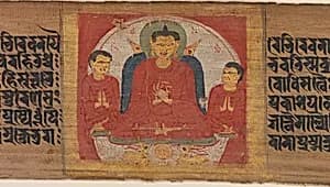 Buddha with His Hands Raised in Dharmacakra Mudra, Leaf from a dispersed Pancavimsatisahasrika Prajnaparamita Manuscript by Unknown Artist
