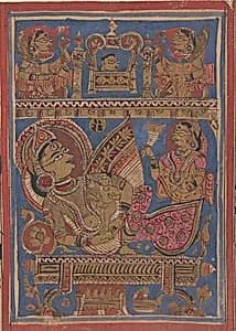 Queen Trisala Nursing the Newborn Mahavira: Folio from a Kalpasutra Manuscript by Unknown Artist